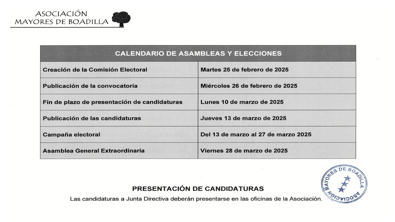 CALENDARIO DE ASAMBLEAS Y ELECCIONES 2025